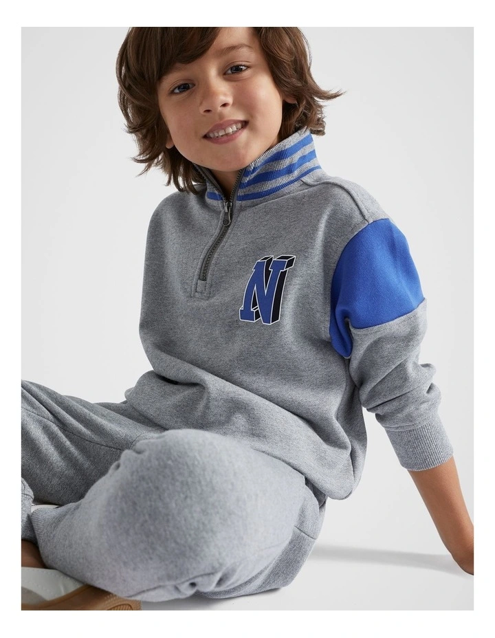 Varsity Sweat Top in Storm Marle image 1