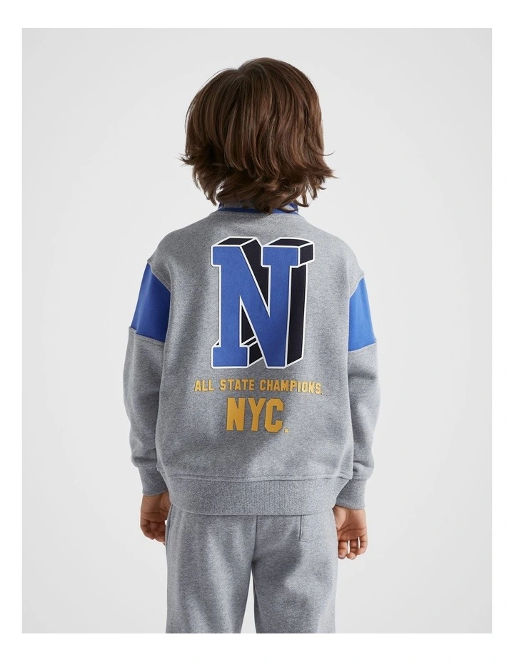 Varsity Sweat Top in Storm Marle image 2