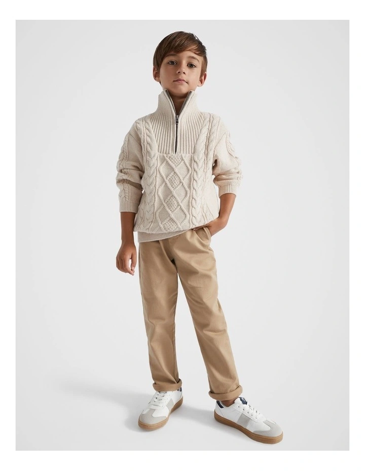 Zip Cable Knit in Oat Marle image 1