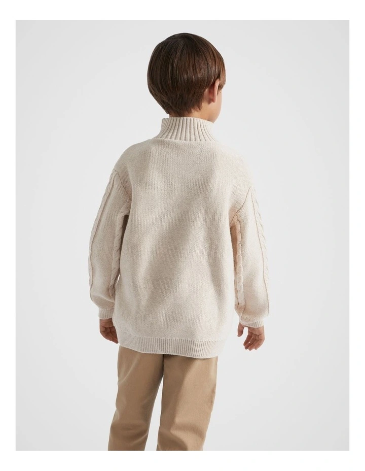 Zip Cable Knit in Oat Marle image 3