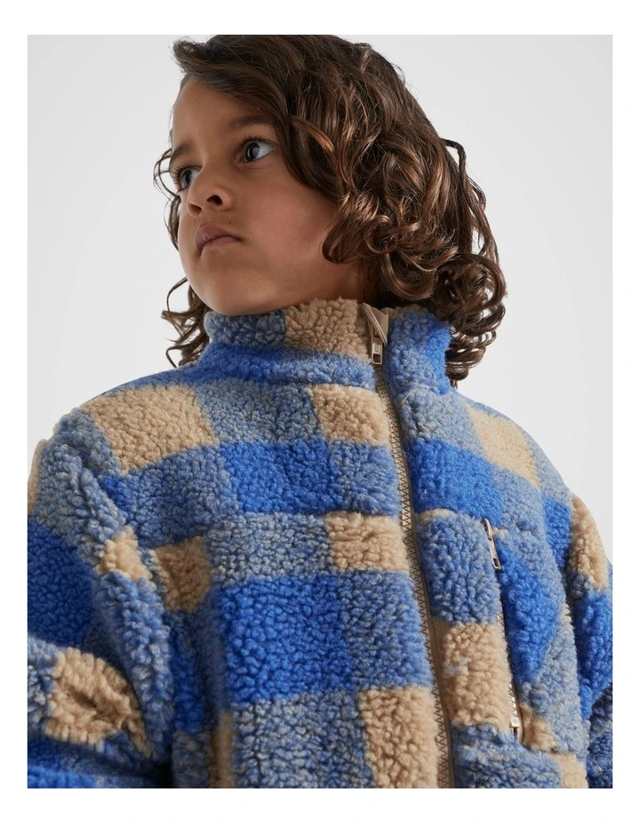 Check Teddy Jacket in Multi image 3