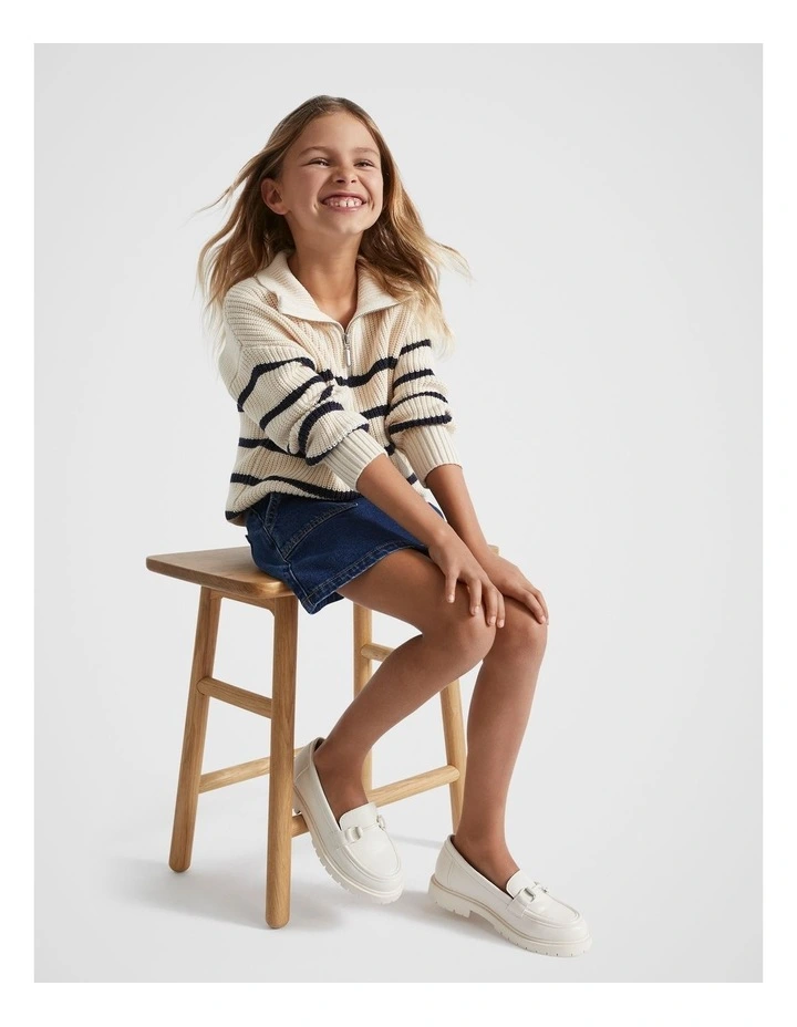 Zip Knit Sweater in Creme image 1