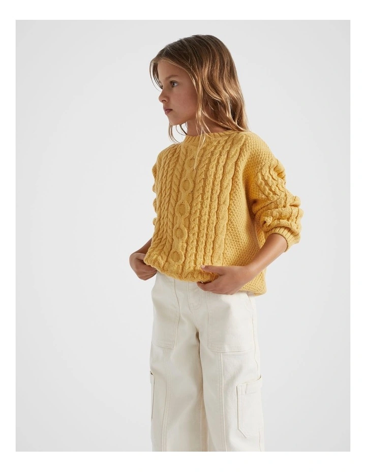 Bell Sleeve Knit Sweater in Honey Comb image 2