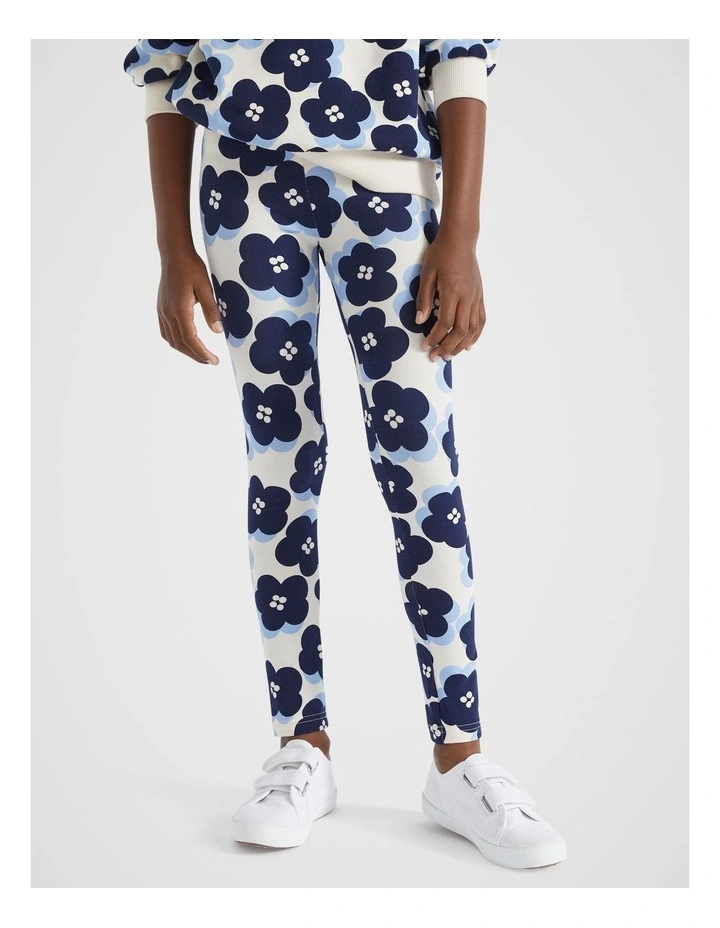 Retro Floral Legging in Creme image 1