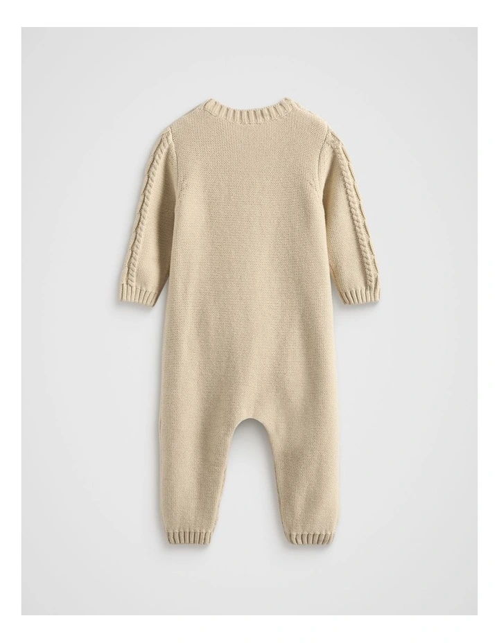 Core Cable Knitted Jumpsuit in Neutral image 2