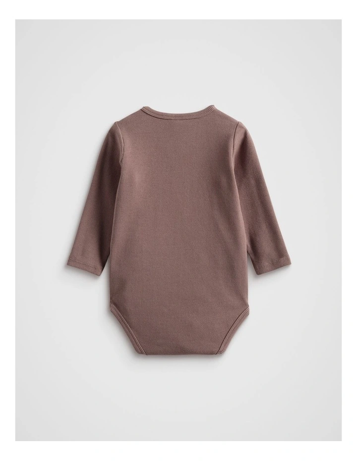 Logo Rib Bodysuit in Brown image 2