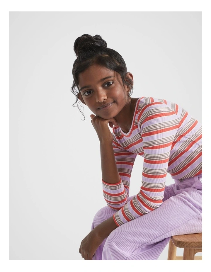 Stripe Rib Tee in Orchid image 2