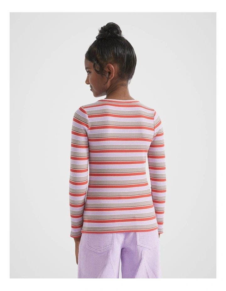 Stripe Rib Tee in Orchid image 3