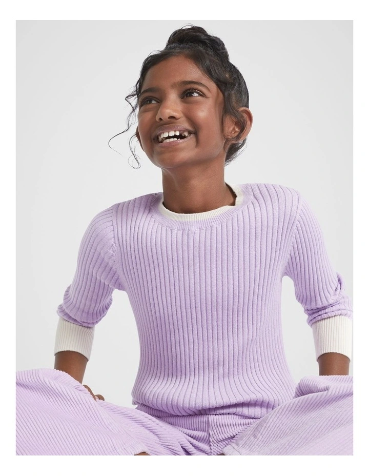 Rib Knit Sweater in Orchid image 1