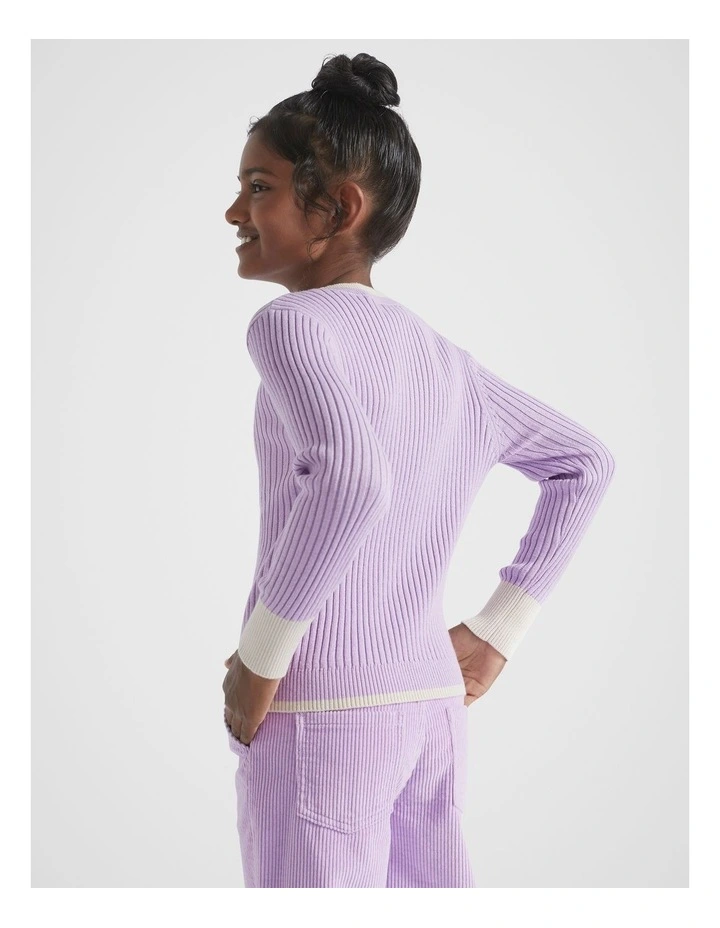 Rib Knit Sweater in Orchid image 3