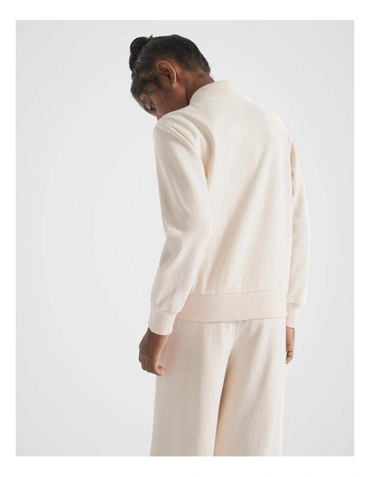 Zip Slogan Sweat Top in Creme image 2