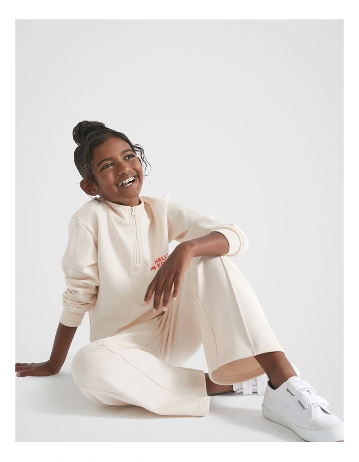Pin Tuck Trackpant in Creme image 3