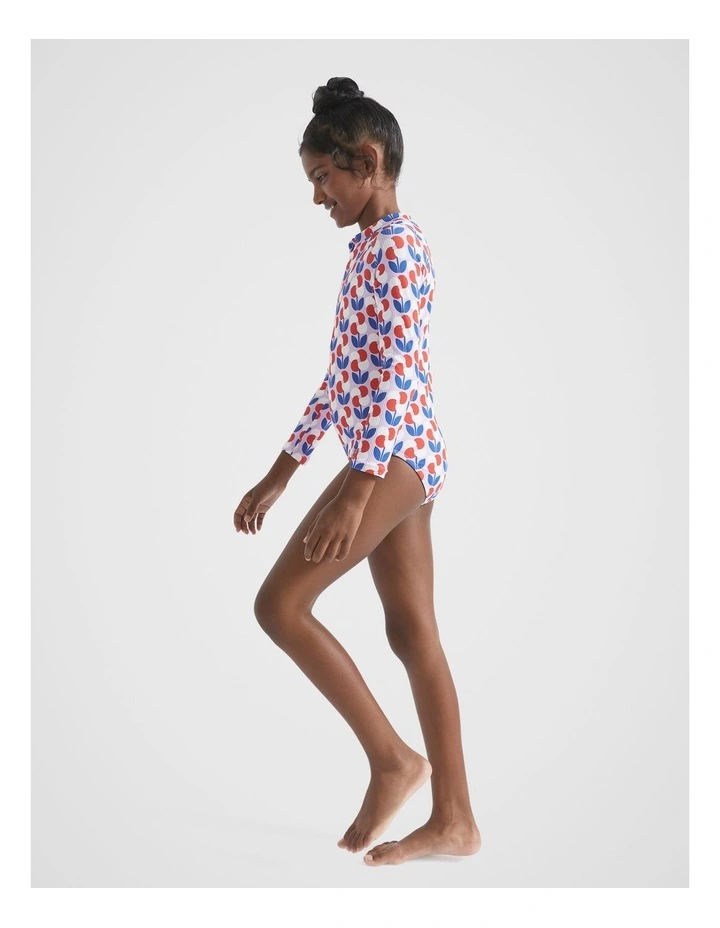 Floral Rash Suit in Cobalt Blue image 1