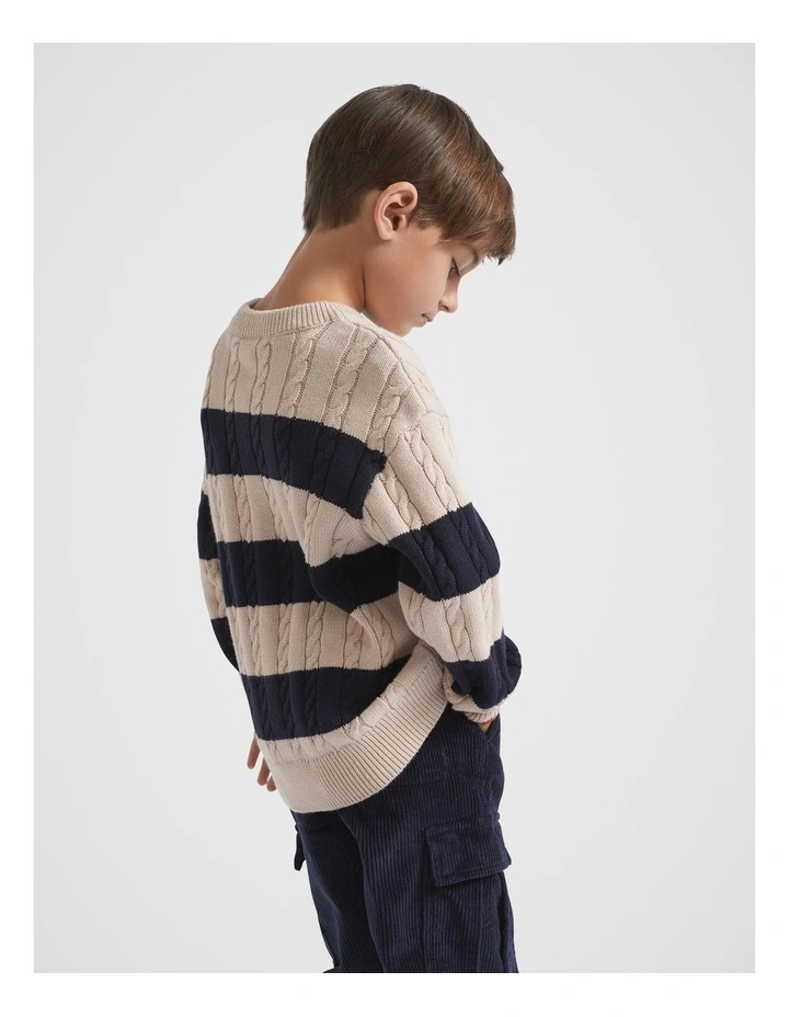 Stripe Cable Knit in Birch image 3