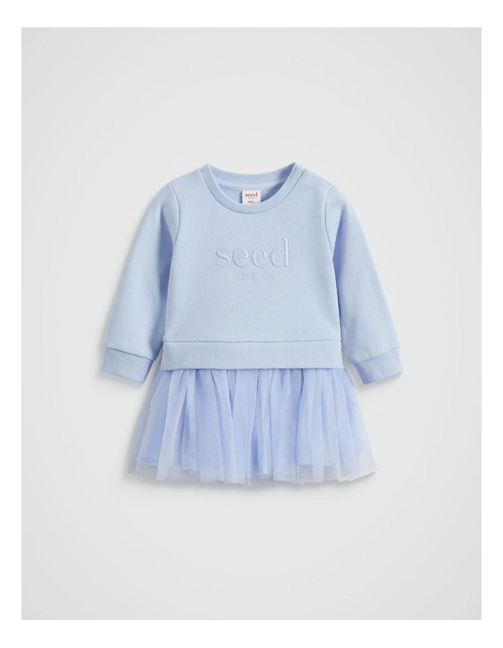 Core Logo Tutu Dress in Soft Blue image 1