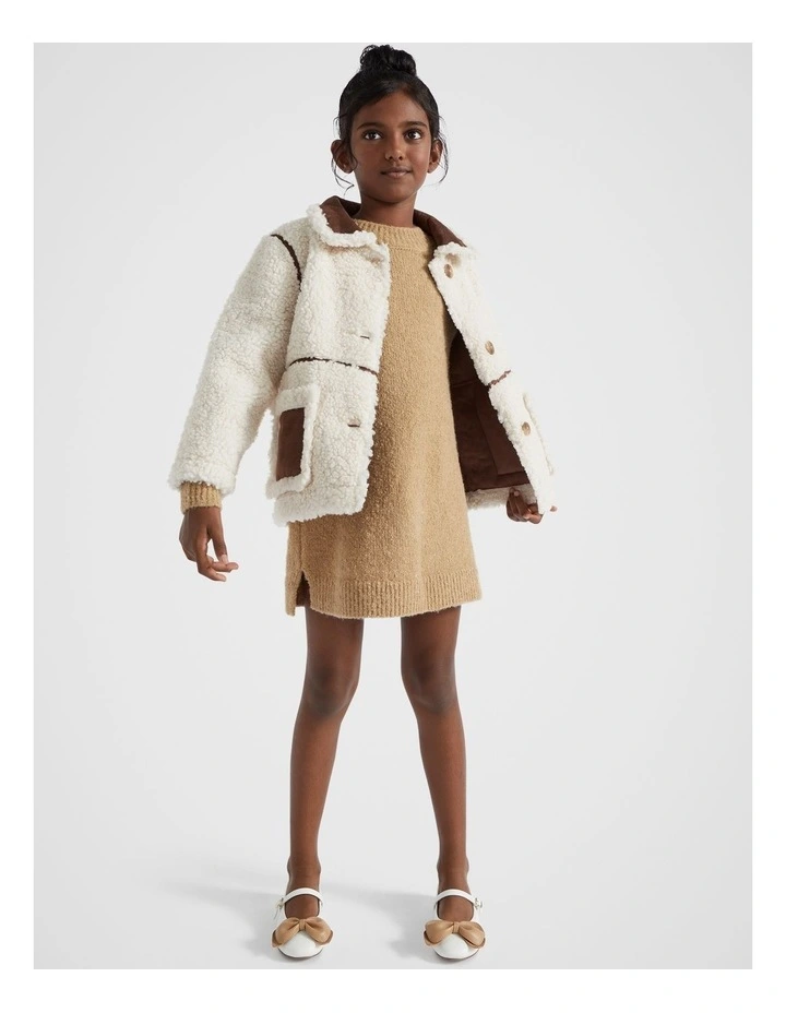 Boucle Knit Dress in Caramel image 1