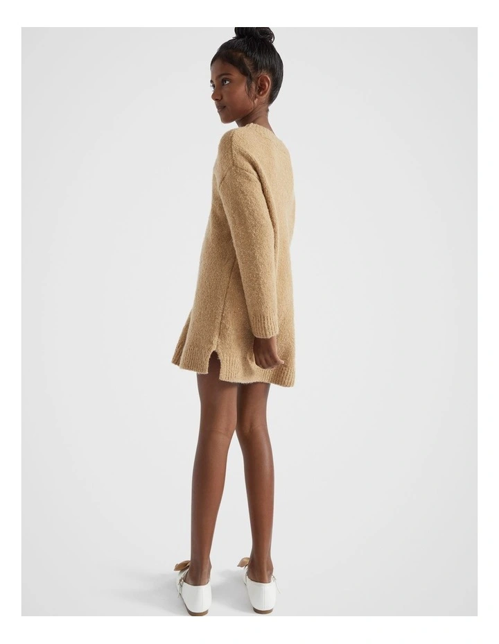 Boucle Knit Dress in Caramel image 3