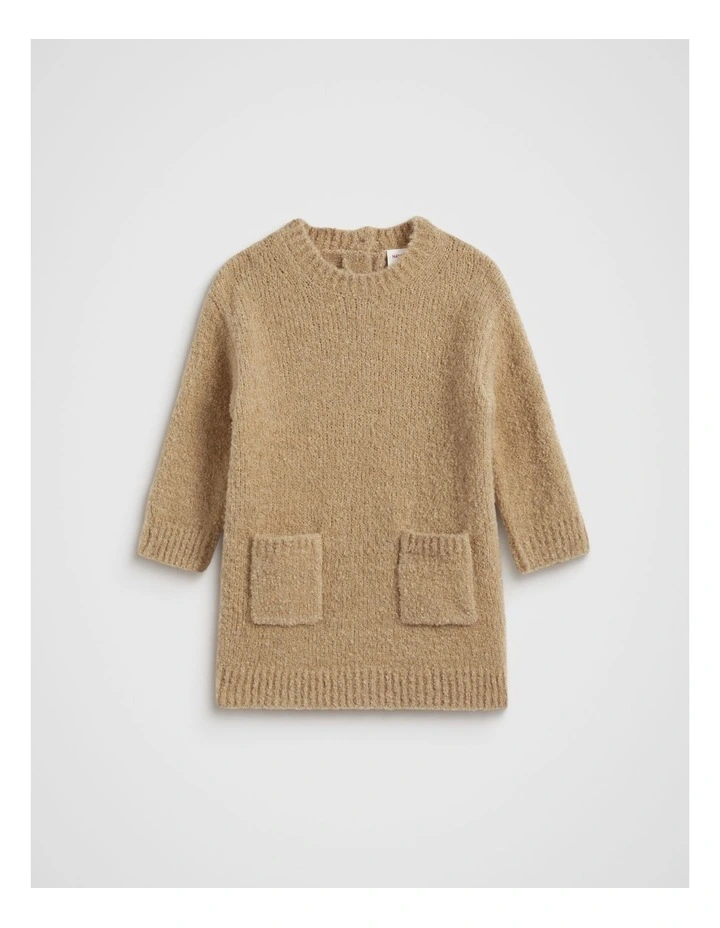 Boucle Knit Dress in Caramel image 1