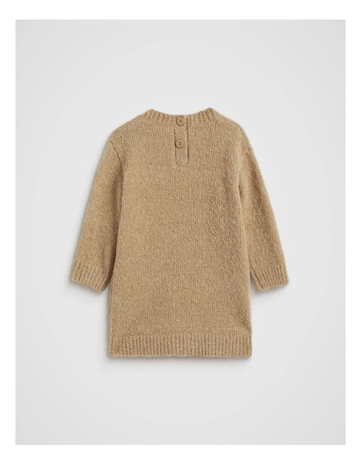 Boucle Knit Dress in Caramel image 2