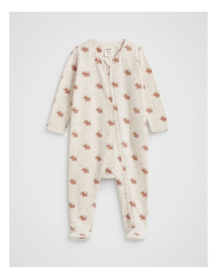 Elephant Zipsuit in Almond Speckle image 1