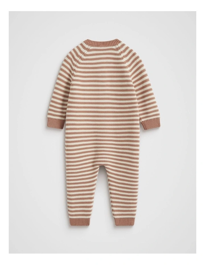 Stripe Knit Jumpsuit in Almond image 2