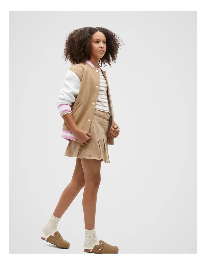 Varsity Bomber Jacket in Caramel image 1