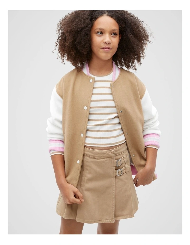 Varsity Bomber Jacket in Caramel image 2