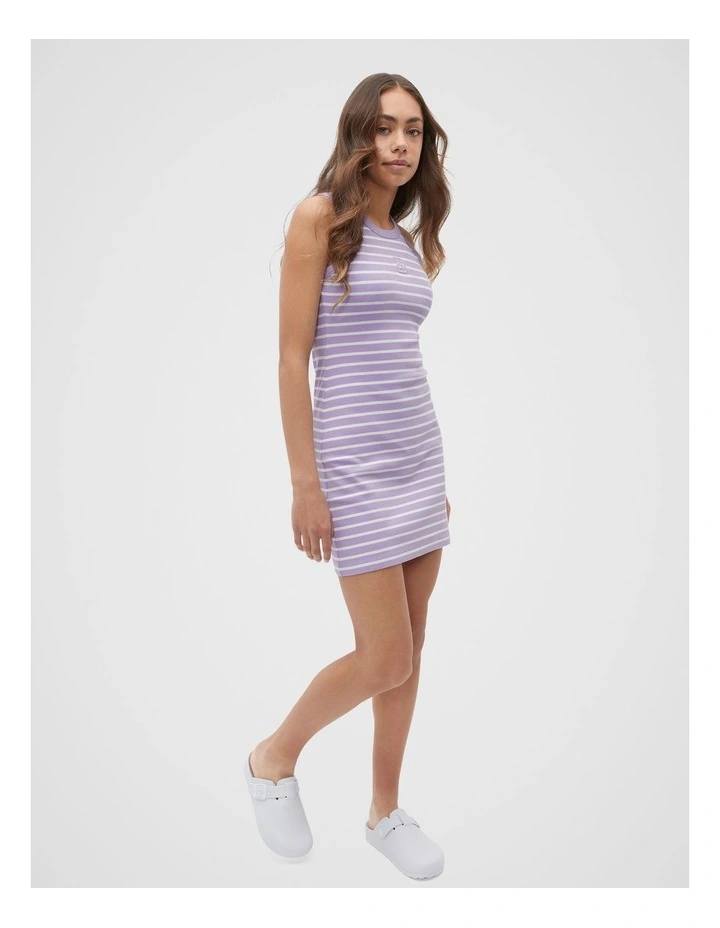 Stripe Logo Rib Dress in Amethyst image 1