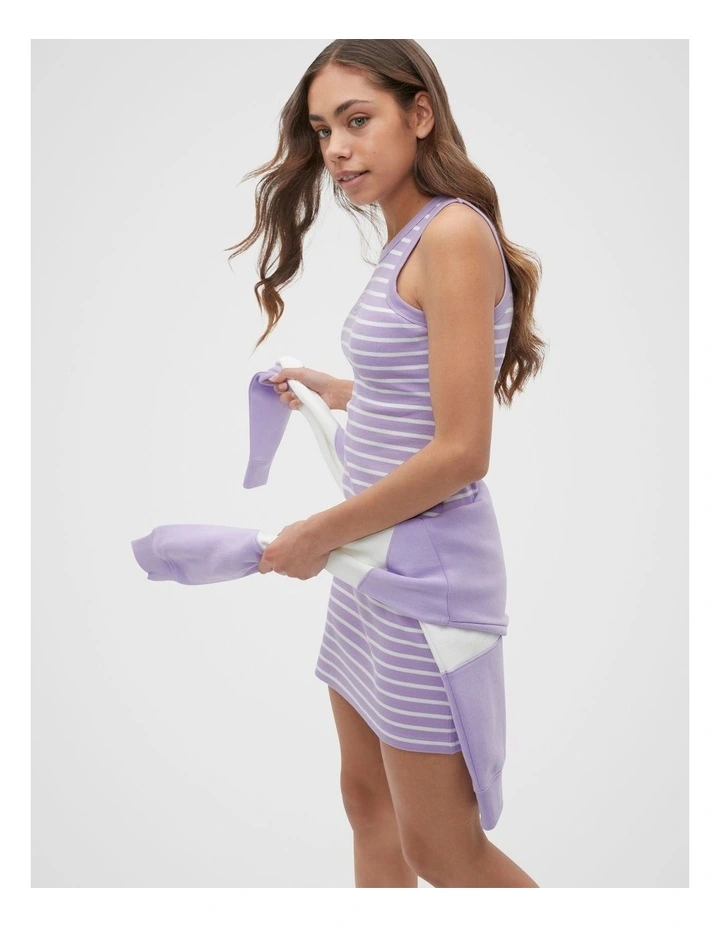 Stripe Logo Rib Dress in Amethyst image 2