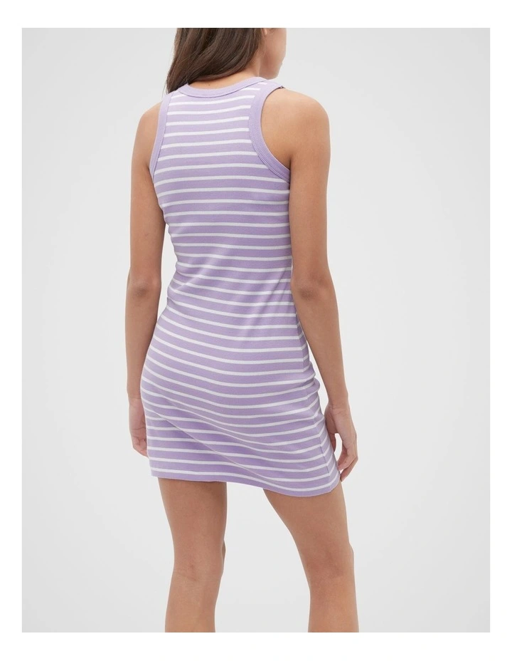 Stripe Logo Rib Dress in Amethyst image 4