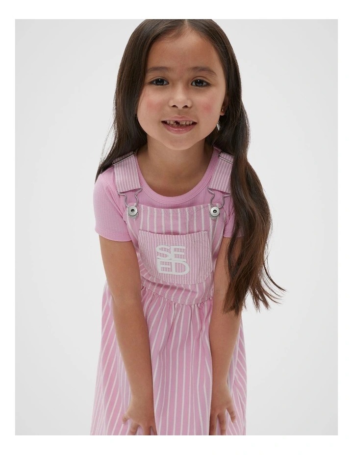 Stripe Denim Pinafore in Candy Pink image 2
