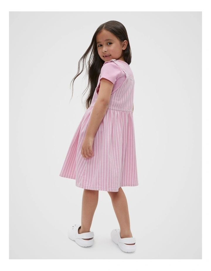 Stripe Denim Pinafore in Candy Pink image 3