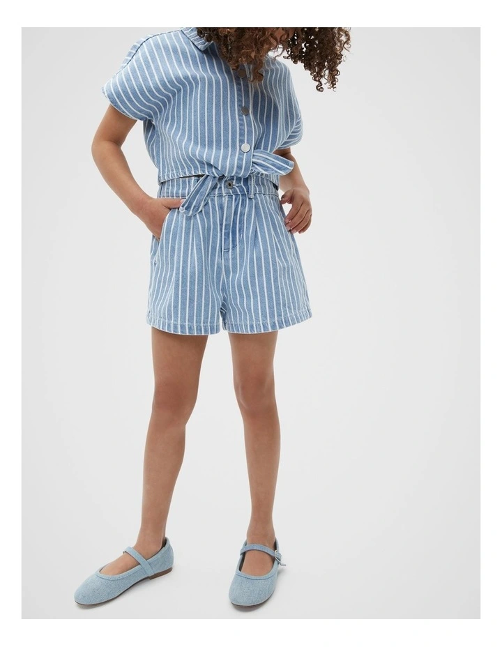 Pleat Short in Denim Stripe image 1