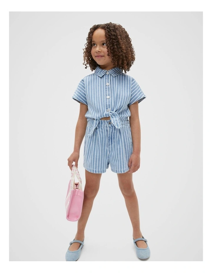 Pleat Short in Denim Stripe image 2