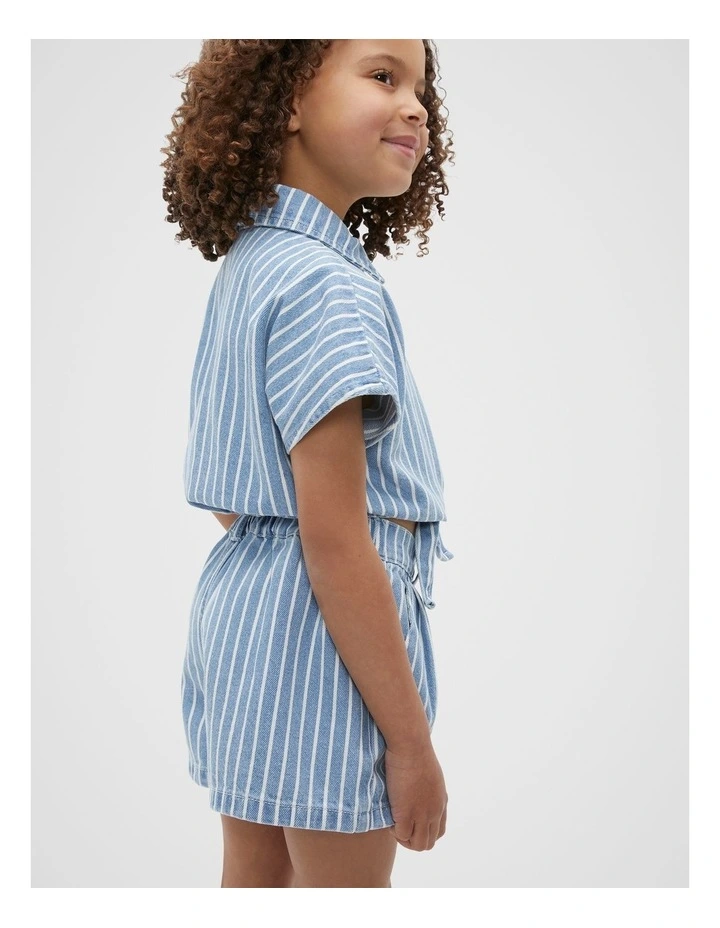 Pleat Short in Denim Stripe image 3