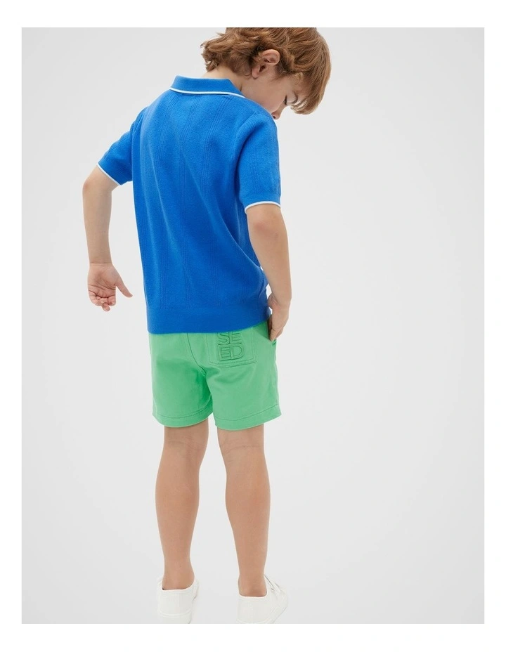 Knit Polo Shirt in Wave Blue image 3