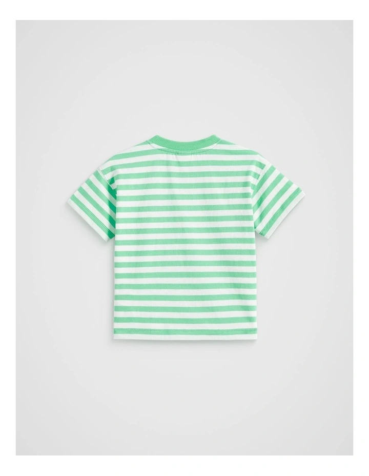 Core Stripe Tee in Pine Lime Stripe image 2