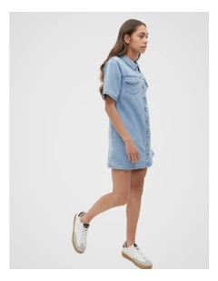 Denim Dress in Washed Blue