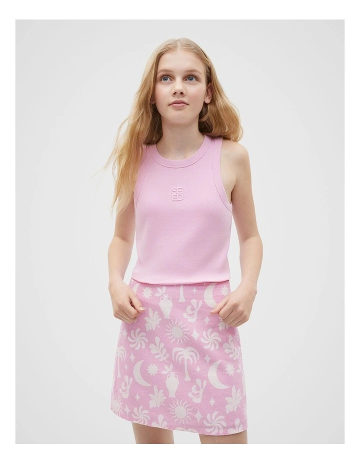 Core Logo Rib Tank in Cotton Candy image 1