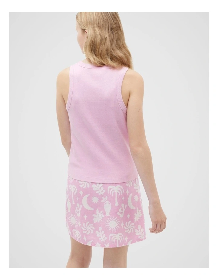 Core Logo Rib Tank in Cotton Candy image 2