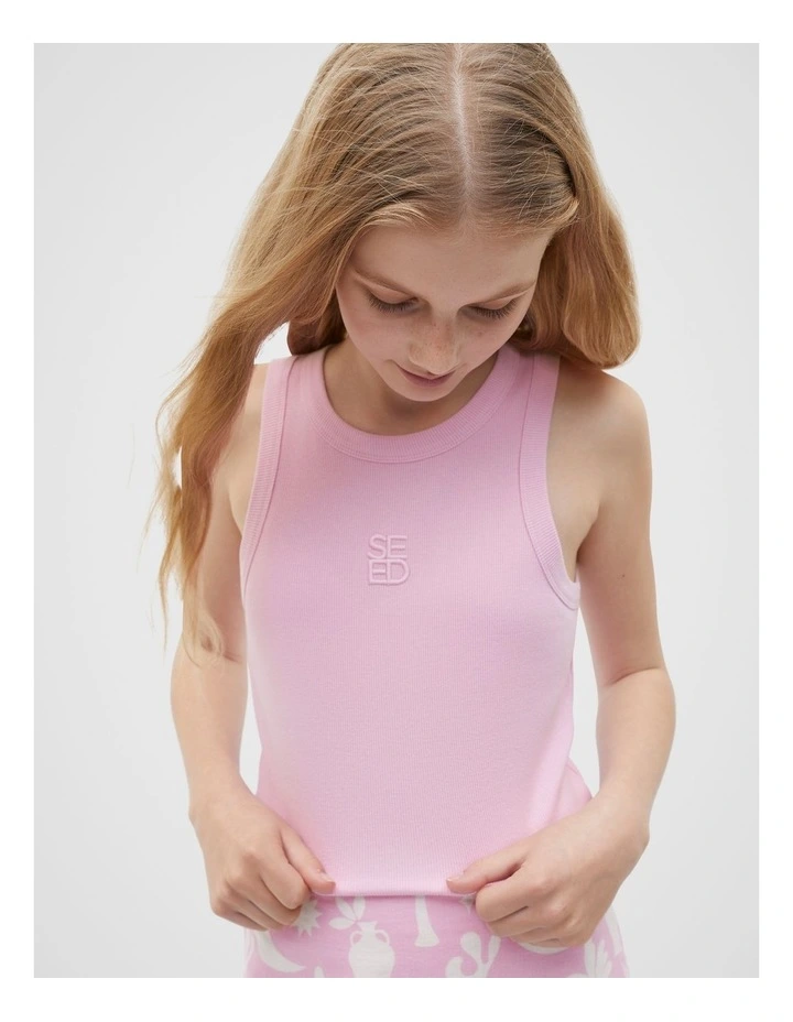Core Logo Rib Tank in Cotton Candy image 4