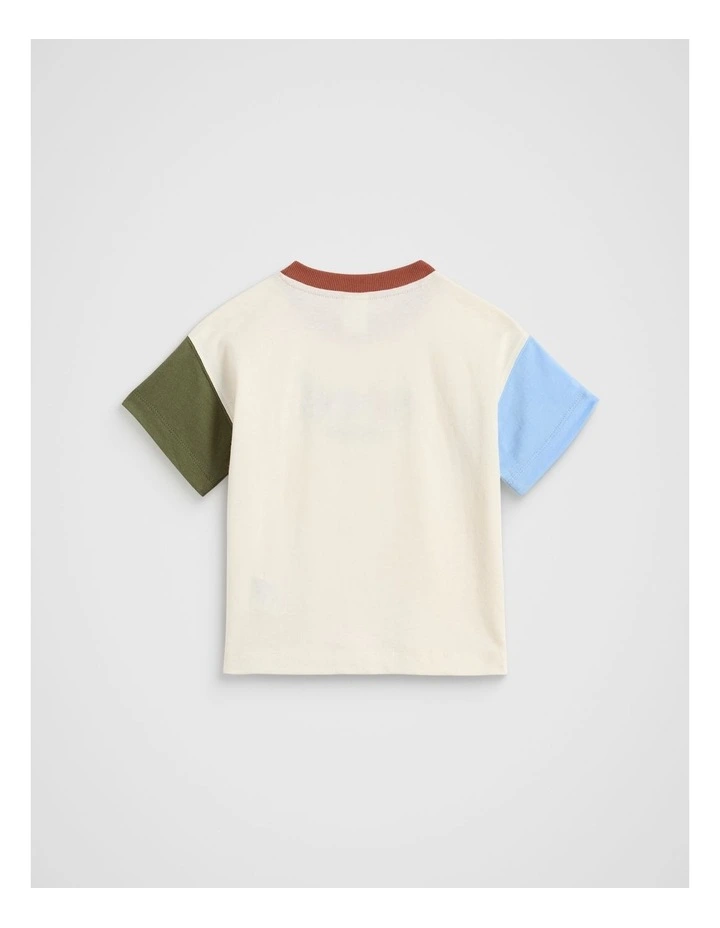 Colourblock Logo Tee in Milk image 2