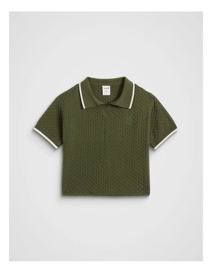 Knit Trophy Polo in Kiwi Green image 1