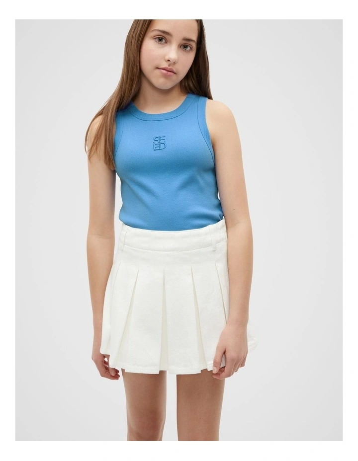 Pleat Skort in White image 1
