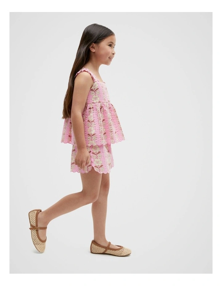 Daisy Scallop Top in Candy Pink image 2