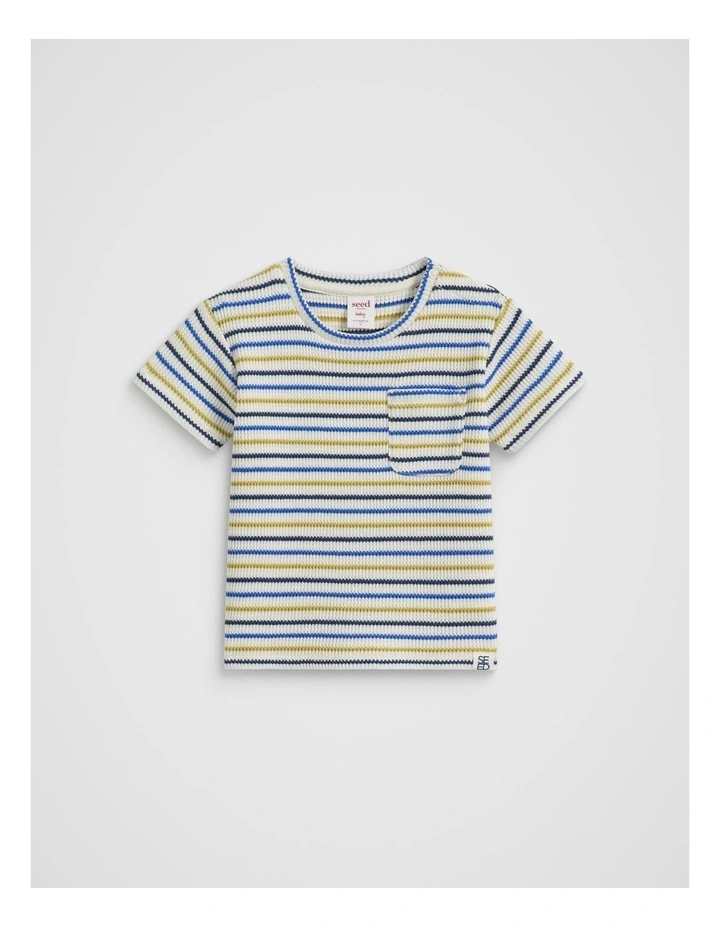 Stripe Waffle Tee in Multi image 1