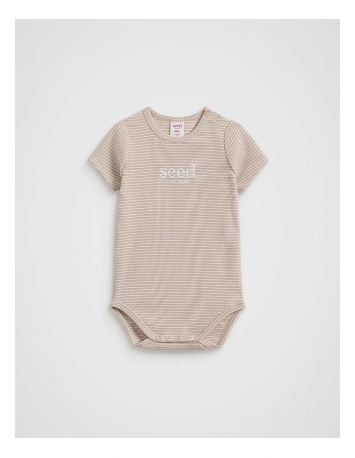 Logo Stripe Bodysuit in Sand Stripe image 1