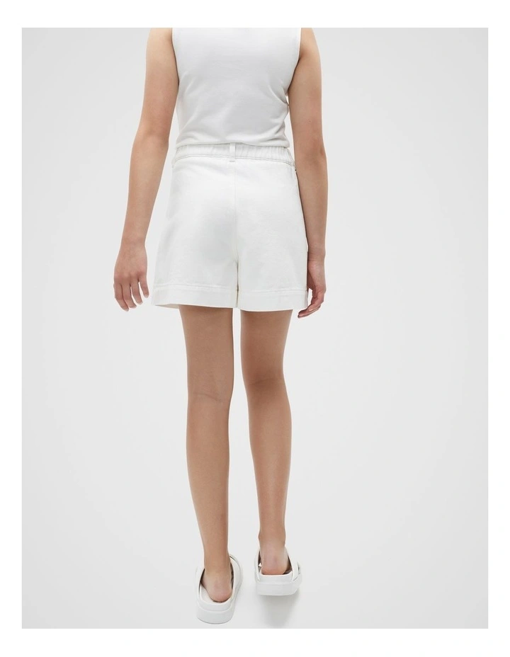 A Line Denim Shorts in White image 2