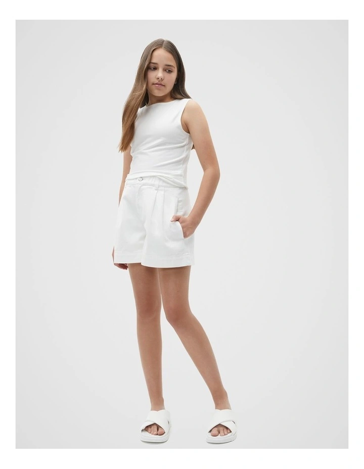 A Line Denim Shorts in White image 3