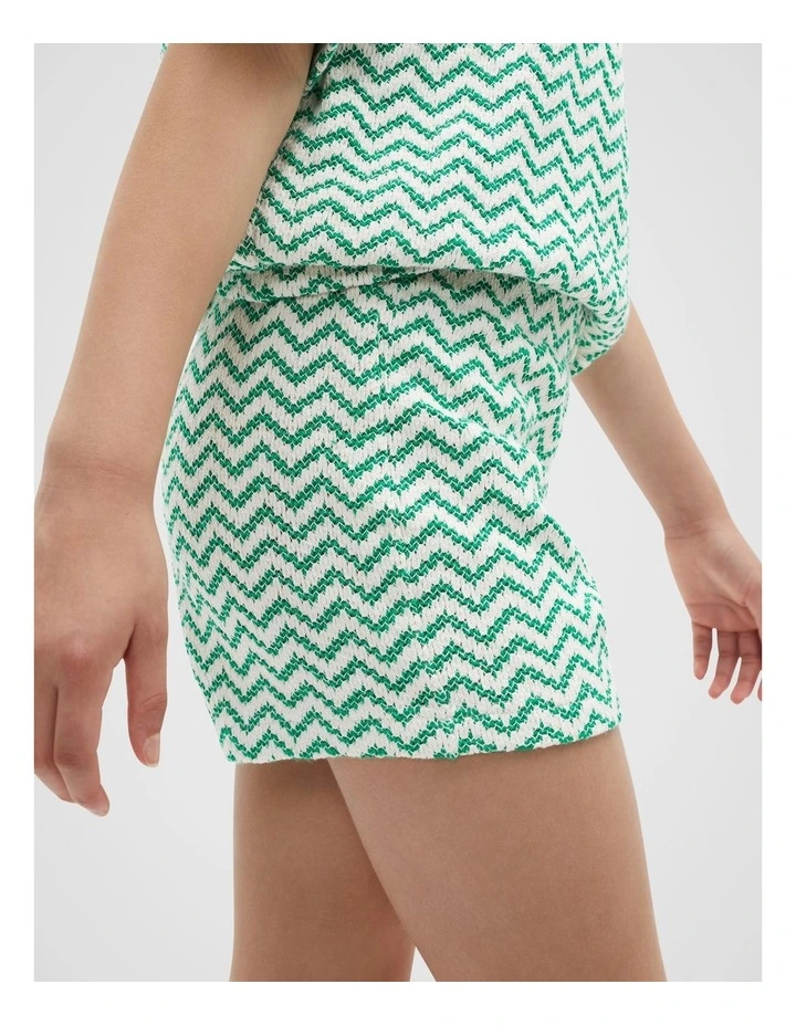 Zig Zag Shorts in Jade Green image 3
